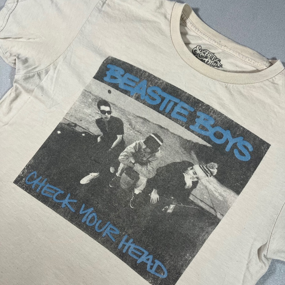Vintage Style Beastie Boys Check Your Head Graphic Tee Tan Sixty One Mens M 2010